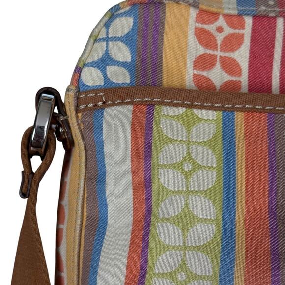 Fossil Canvas Leather Trim Colorful Crossbody Shoulder Bag Messenger Purse - Picture 7 of 16